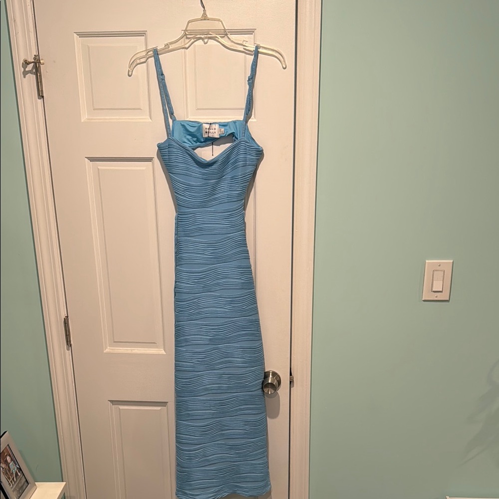Hello Molly Blue Ruched Bodycon Midi Dress